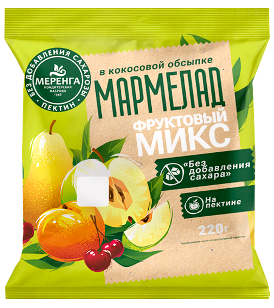  Меренга Мармелад без сахара в кокосовой обсыпке Фруктовый микс, 220г   в Нягани